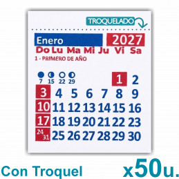 Almanaque 2027 Calendario Mignon Mensual 5.5x5 cm. Con Troquelado x50u.
