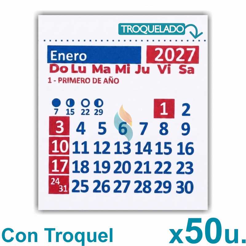 Almanaque 2027 Calendario Mignon Mensual 5.5x5 cm. Con Troquelado x50u.