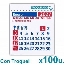 Almanaque 2027 Calendario Mignon Mensual 5.5x5 cm. Con Troquelado x100u.