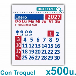Almanaque 2027 Calendario Mignon Mensual 5.5x5 cm. Con Troquelado x500u.