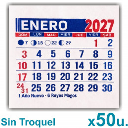 Almanaque 2027 Calendario Mignon Mensual 5x5 cm. Sin Troquelado x50u.