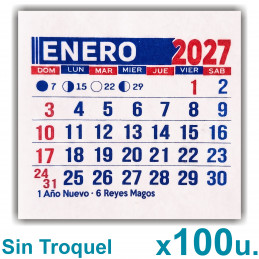 Almanaque 2027 Calendario Mignon Mensual 5x5 cm. Sin Troquelado x100u.