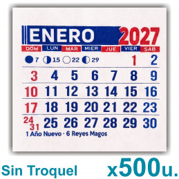 Almanaque 2027 Calendario Mignon Mensual 5x5 cm. Sin Troquelado x500u.