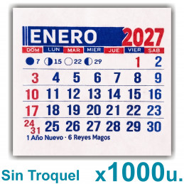 Almanaque 2027 Calendario Mignon Mensual 5x5 cm. Sin Troquelado x1000u.