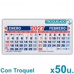 Almanaque 2027 Calendario Mignon Bi Mensual 14x8 cm. Con Troquelado x50u.