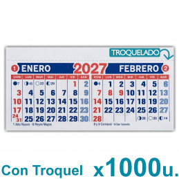 Almanaque 2027 Calendario Mignon Bi Mensual 14x8 cm. Con Troquelado x1000u.