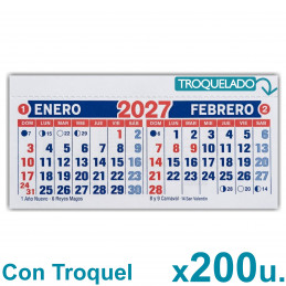Almanaque 2027 Calendario Mignon Bi Mensual 14x8 cm. Con Troquelado x200u.