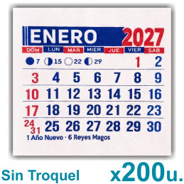 Almanaque 2027 Calendario Mignon Mensual 5x5 cm. Sin Troquelado x200u.