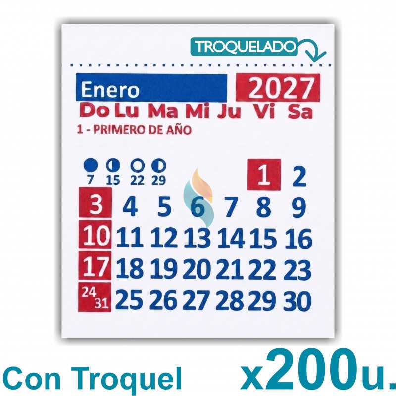 Almanaque 2027 Calendario Mignon Mensual 5.5x5 cm. Con Troquelado x200u.
