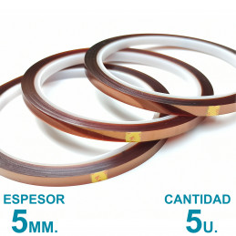 Cinta Térmica Adhesiva para Sublimación 5mm. x 30mts x5u. Kapton