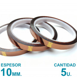 Cinta Térmica Adhesiva para Sublimación 10mm. x 30mts x5u. Kapton