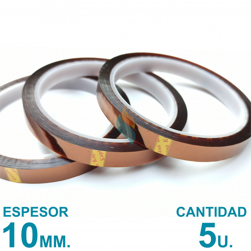 Cinta Térmica Adhesiva para Sublimación 10mm. x 30mts x5u. Kapton