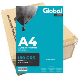Papel Fotográfico A4 180 gr. Brillante x 1000 hojas - Global PRECIO MAYORISTA