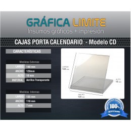 Caja CD Porta Calendario / Almanaque x 10 u. Acrílica Plástica Transparente