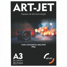 Papel Fotográfico A3 200 gr. Brillante x 20 hojas - Art Jet