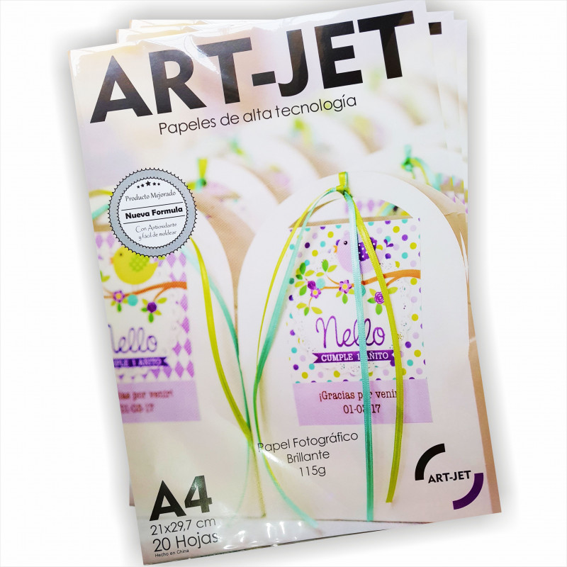 Papel Fotográfico Autoadhesivo A4 115 gr. Brillante x 20 hojas - Art Jet